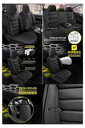 Volvo V60 Koltuk Kılıfı Jet Deri Siyah