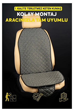 Citroen Berlingo 2019 SonrasıTerletmez Kaymaz Keten Oto Minder Kılıf Komple Set ( 7 Parça ) Füme