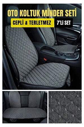 Volkswagen Beetle 1998 - 2011Terletmez Kaymaz Keten Oto Minder Kılıf Komple Set ( 7 Parça ) Gri