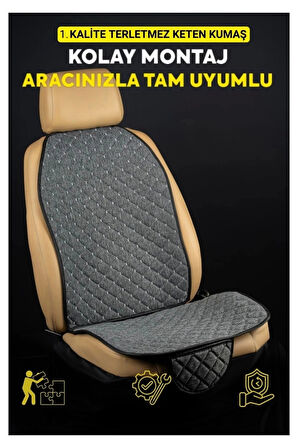 Skoda Octavia 5E 2013 - 2020Terletmez Kaymaz Keten Oto Minder Kılıf Komple Set ( 7 Parça ) Gri
