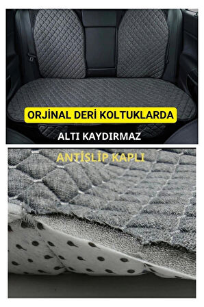 Skoda Octavia 5E 2013 - 2020Terletmez Kaymaz Keten Oto Minder Kılıf Komple Set ( 7 Parça ) Gri