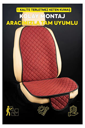 Fiat PANDA 2013 - 2022Terletmez Kaymaz Keten Oto Minder Kılıf Komple Set ( 7 Parça ) Kırmızı