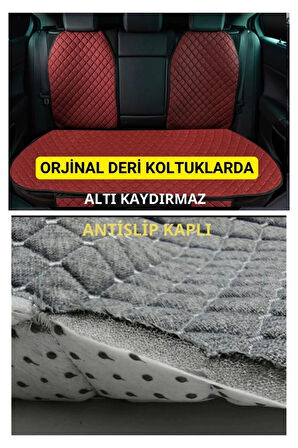Fiat PANDA 2013 - 2022Terletmez Kaymaz Keten Oto Minder Kılıf Komple Set ( 7 Parça ) Kırmızı