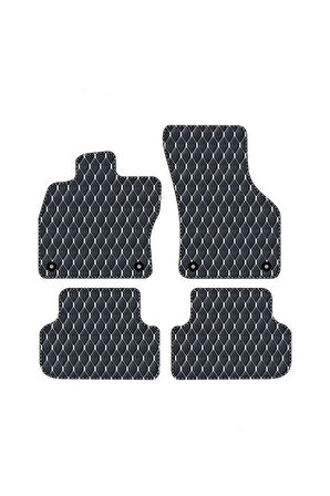 PEUGEOT 306 1993-2002 -5KAPI Uyumlu Beyaz Dikişli Siyah Deri Paspas