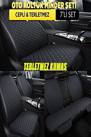 LAMBORGHİNİ HURACANUyumlu  Terletmez Kumaş MinTerletmez Kumaş 7 Parça Full Takım siyah-mavi