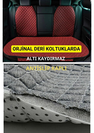 Renault Clio 3 2005-2011Terletmez Kaymaz Keten Oto Minder Kılıf Komple Set ( 7 Parça ) Kırmızı