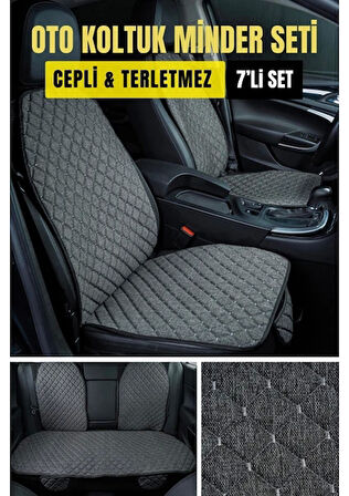 Volkswagen passat-b8-tkm 2015-2022Terletmez Kaymaz Keten Oto Minder Kılıf Komple Set ( 7 Parça ) Gri