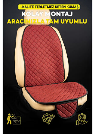 HYUNDAİ KONA 2017 - 2023Terletmez Kaymaz Keten Oto Minder Kılıf Komple Set ( 7 Parça ) Kırmızı