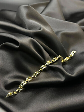 Kadın taşsız zarif tasarım kuyumcu işçiliği 14k gold renkli bileklik bilezik