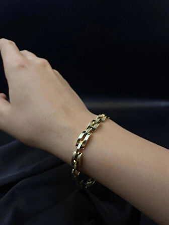 Kadın taşsız zarif tasarım kuyumcu işçiliği 14k gold renkli bileklik bilezik