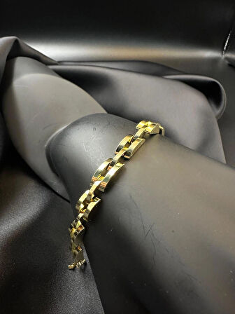 Kadın taşsız zarif tasarım kuyumcu işçiliği 14k gold renkli bileklik bilezik