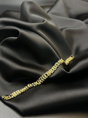 Kadın parlak dönen tasarım vip kuyumcu işçiliği 14k gold renkli bileklik bilezik