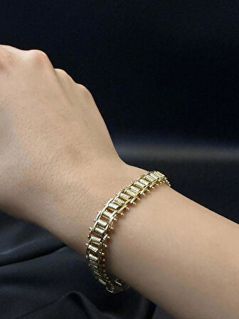 Kadın parlak dönen tasarım vip kuyumcu işçiliği 14k gold renkli bileklik bilezik