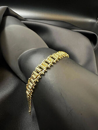 Kadın parlak dönen tasarım vip kuyumcu işçiliği 14k gold renkli bileklik bilezik