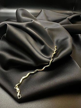 Kadın s model dalga tasarım kuyumcu işçiliği 14k gold renkli ince bileklik bilezik