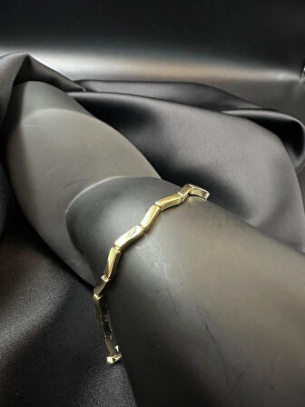 Kadın s model dalga tasarım kuyumcu işçiliği 14k gold renkli ince bileklik bilezik