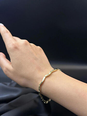 Kadın s model dalga tasarım kuyumcu işçiliği 14k gold renkli ince bileklik bilezik