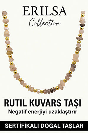 Sertifikalı Kırık Taşlı Model İnci - Rutil Kuvars Taşı Kolye