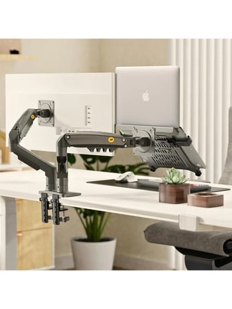 Luve Store NB F160+FP Gazlı Çift Kollu Monitör Laptop Standı 17-30 İnç Ekran 10-17 İnç Notebook VESA Uyumlu