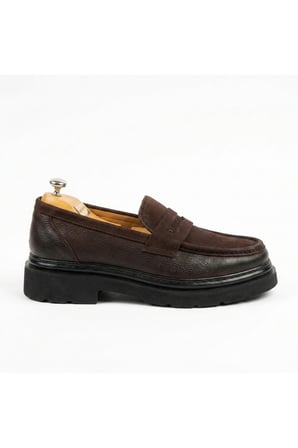 HAKİKİ DERİ & NUBUK YENİ SEZON ERKEK LOAFER AYAKKABI - COMFORT POLİ TABAN MRTNBKKAHSYH