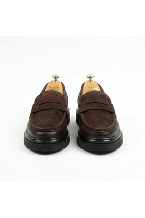 HAKİKİ DERİ & NUBUK YENİ SEZON ERKEK LOAFER AYAKKABI - COMFORT POLİ TABAN MRTNBKKAHSYH