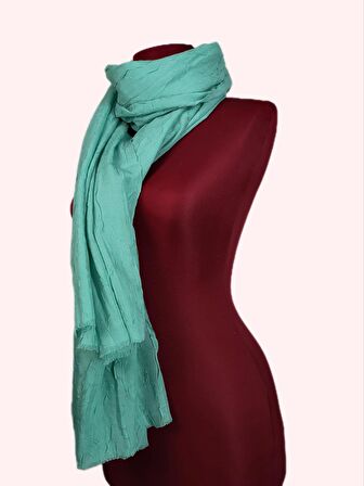 NEOWEAR Bambu Kraşlı Özel Dokulu Şal Su Yeşili