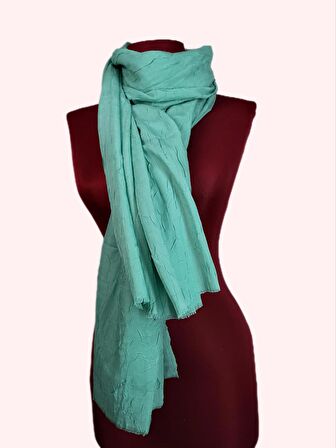 NEOWEAR Bambu Kraşlı Özel Dokulu Şal Su Yeşili