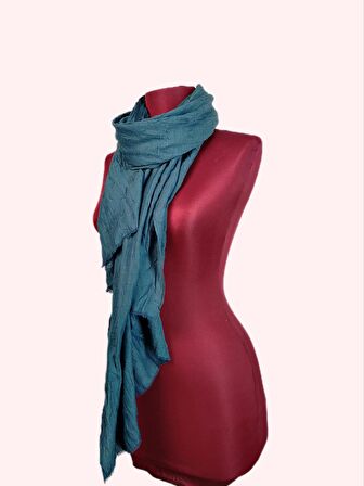 NEOWEAR Bambu Kraşlı Özel Dokulu Şal Petrol Yeşili
