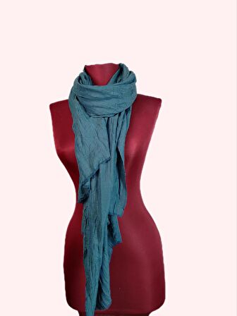 NEOWEAR Bambu Kraşlı Özel Dokulu Şal Petrol Yeşili