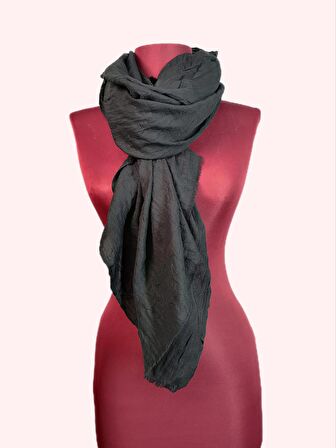 NEOWEAR Bambu Kraşlı Özel Dokulu Şal Siyah