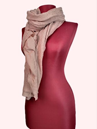 NEOWEAR Bambu Kraşlı Özel Dokulu Şal Toz Pembe