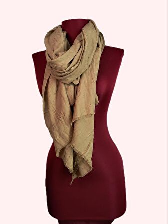 NEOWEAR Bambu Kraşlı Özel Dokulu Şal Camel