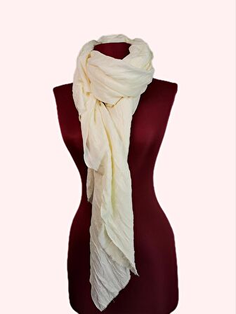 NEOWEAR Bambu Kraşlı Özel Dokulu Şal Ekru