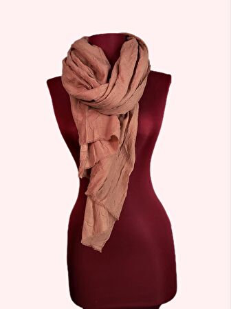 NEOWEAR Bambu Kraşlı Özel Dokulu Şal Koyu Vizon