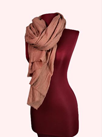 NEOWEAR Bambu Kraşlı Özel Dokulu Şal Koyu Vizon