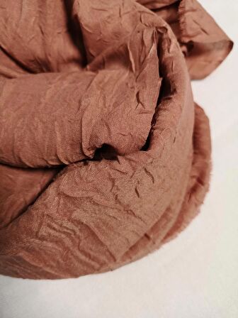 NEOWEAR Bambu Kraşlı Özel Dokulu Şal Koyu Vizon