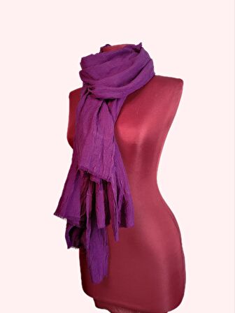 NEOWEAR Bambu Kraşlı Özel Dokulu Şal Mürdüm