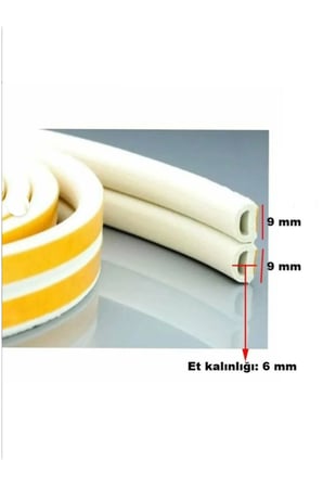 Yapışkanlı Kapı - Pencere Bandı Fitili Soğuk İzolasyon Kauçuk Bantları 5x2=10 Metre (BEYAZ)
