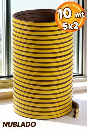 Yapışkanlı Kapı - Pencere Bandı Fitili Soğuk İzolasyon Kauçuk Bantları 5x2=10 Metre (KAHVERENGİ)