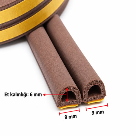 Yapışkanlı 2,5X2=5 Metre (KAHVERENGİ) Kapı Pencere Bandı Fitili Soğuk Izolasyon Kauçuk Bantları