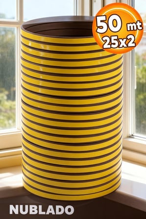 Kalın Kapı Pencere Soğuk İzolasyon Bandı Fitili 25x2= 50 METRE (KAHVERENGİ)
