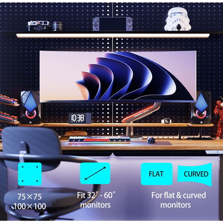 NB L50 (17-60 İnç) Gaming RGB Monitör Standı - (20 kg’a Kadar Monitörlerle Uyumlu)