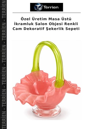 Özel Üretim Masa Üstü İkramluk Salon Objesi Renkli Cam Dekoratif Şekerlik Sepeti