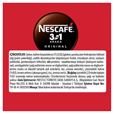 Nescafe 3Ü1 Arada Orijinal Kahve 17,5 Gr X 15 Adet