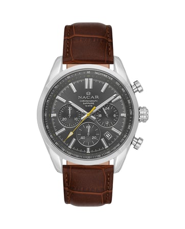 Safir Cam Spor Kahverengi Erkek Kol Saati Nc34-290713-agl2 Gümüş