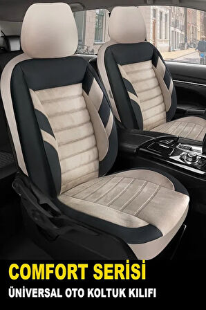 FORD TRANSIT CONNECT 2013-Uyumlu Oto Koltuk Kılıfı Comfort Serisi - Siyah-Bej