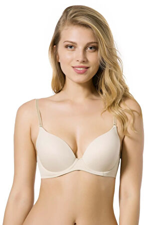 Kadın Ten Micro Kaplı Kulaklı Boş Kap Sütyen 7010