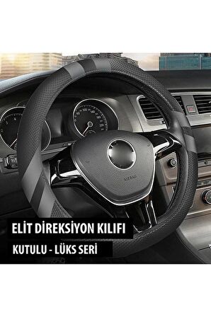 Geçmeli Direksiyon Kılıfı Premium Elit Serisi 38-40cm -füme