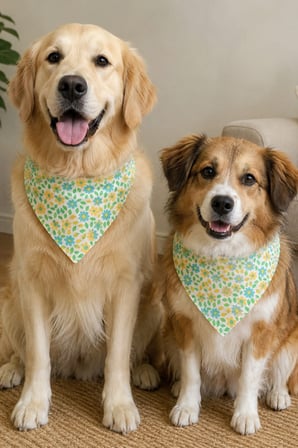 Kedi-Köpek Fuları, Hafif Kumaş, El Yapımı, Neşeli Çiçekler Kedi/Köpek Fuları