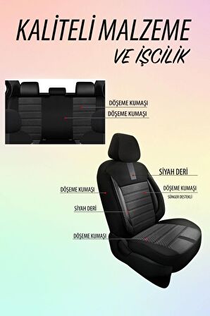 NiCe Shop Chevrolet Lacetti Uyumlu Koltuk Kılıfı Oasis Serisi - Siyah